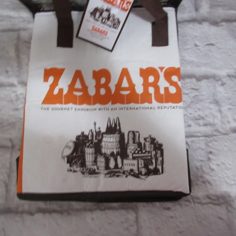 Zabar's Insulated Tote Bag lunch bag White Orange NEW Zipper Reusable Cooler